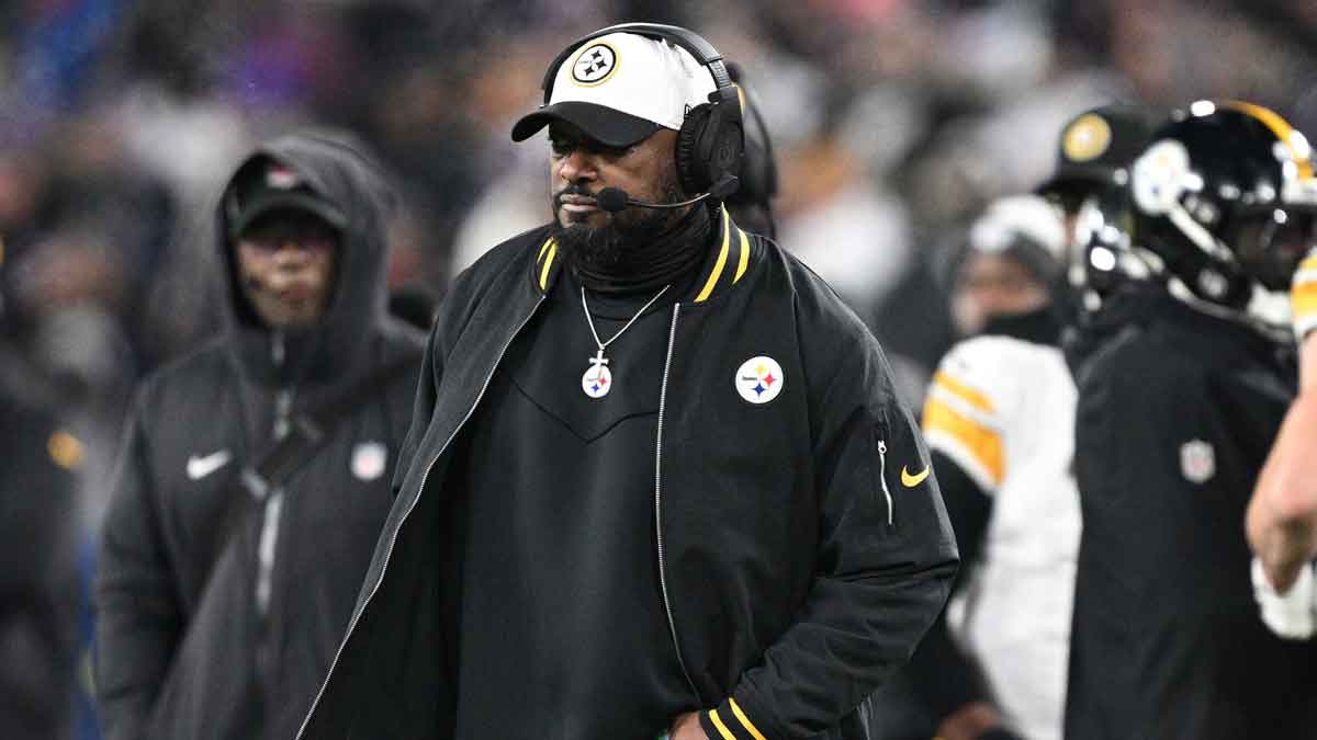 Pittsburgh Steelers head coach Mike Tomlin looks in the third quarter against the Baltimore Ravens in an AFC wild card game at M&T Bank Stadium.