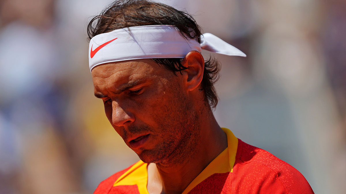 Rafael Nadal (ESP) plays against Novak Djokovic (SRB) in the men’s tennis singles second round during the Paris 2024 Olympic Summer Games at Stade Roland Garros.