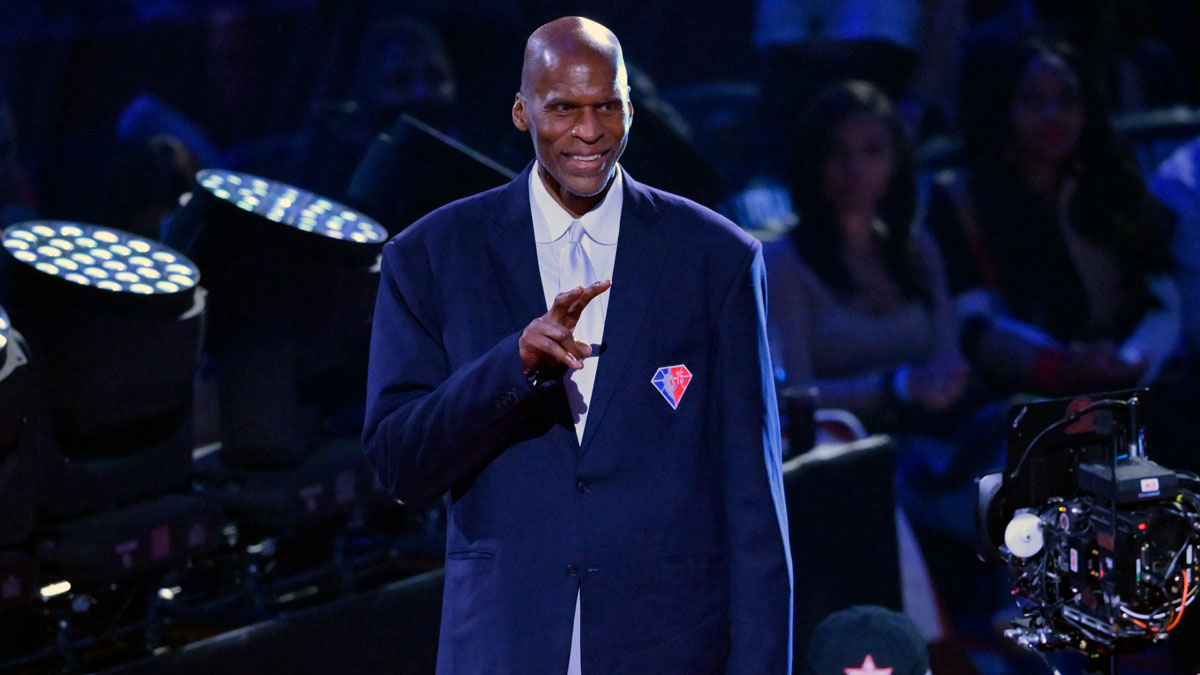 Robert Parish is honored during halftime during the 2022 NBA All-Star Game at Rocket Mortgage FieldHouse.