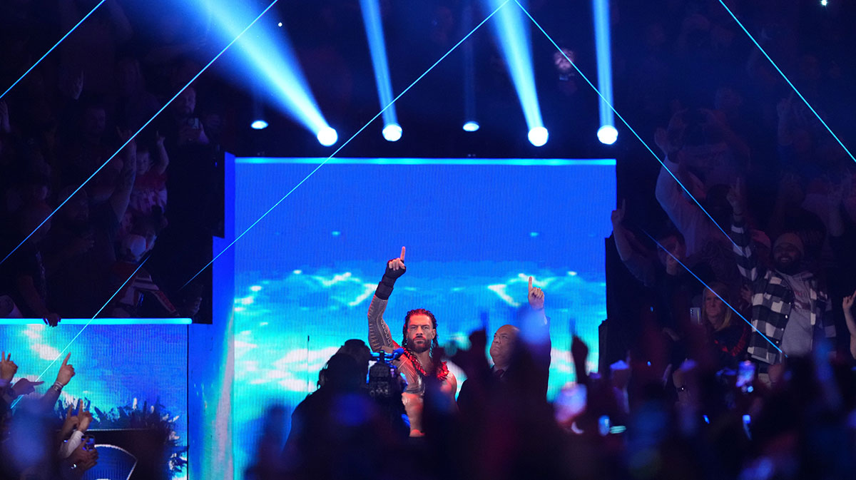 WWE star Roman Reigns, who landed a role in the upcoming Street Fighter movie, at the Royal Rumble.
