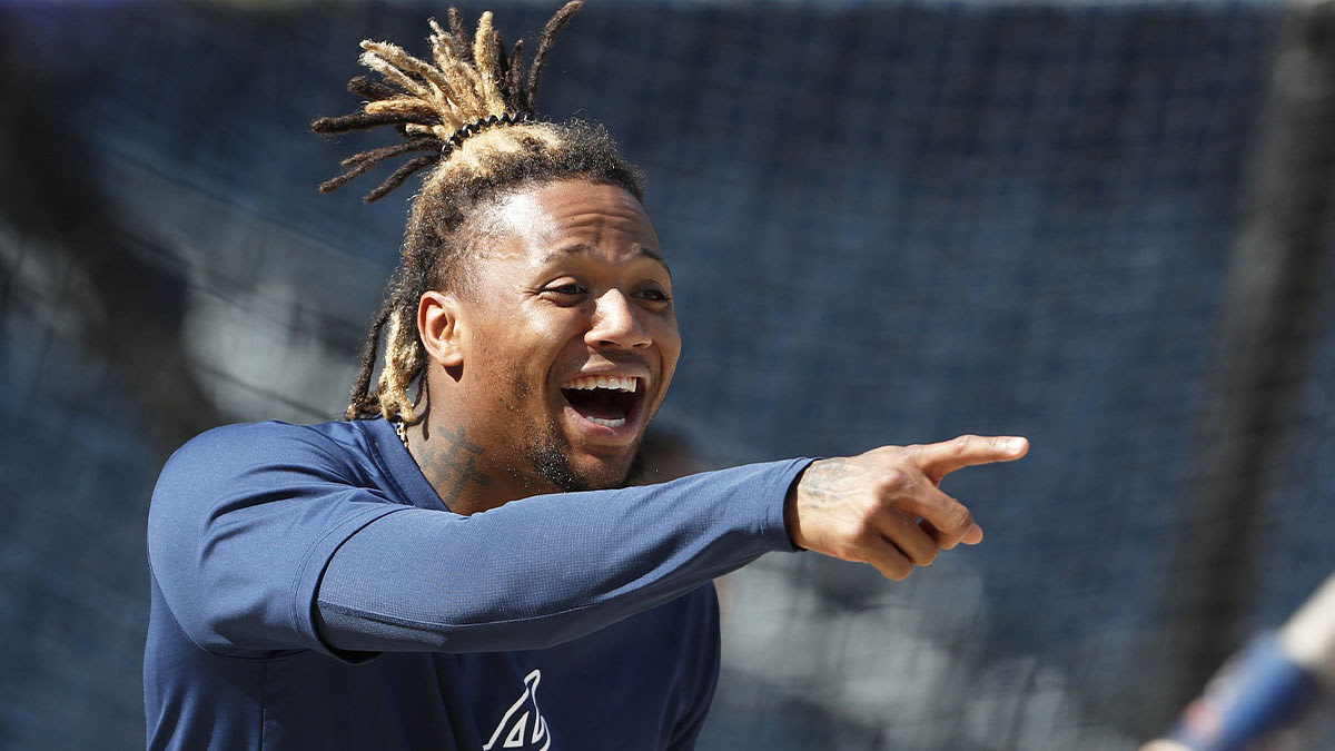 Atlanta Braves right fielder Ronald Acuna Jr. (13) reacts on the field before the game against the Pittsburgh Pirates.