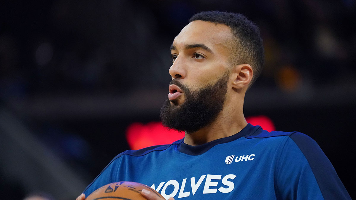 Minnesota Timberwolves center Rudy Gobert (27) prepares to shoot during pre-game warmups against the Golden State Warriors at Chase Center.