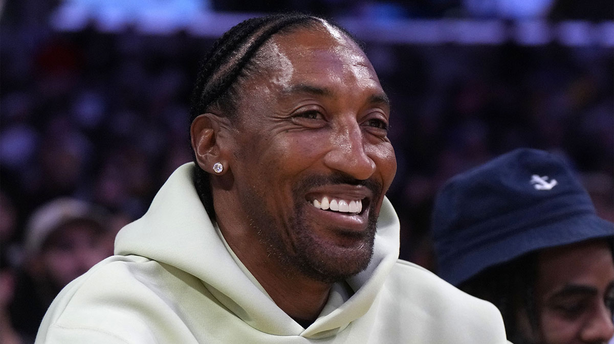 Scottie Pippen attends the game between the Memphis Grizzlies and the Los Angeles Lakers at Crypto.com Arena.