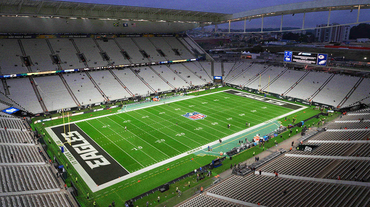 Sep 6, 2024; Sao Paulo, Brazil; A general overall view of the 2024 NFL Sao Paolo Game at Neo Quimica Arena. Mandatory Credit: Kirby Lee-Imagn Images