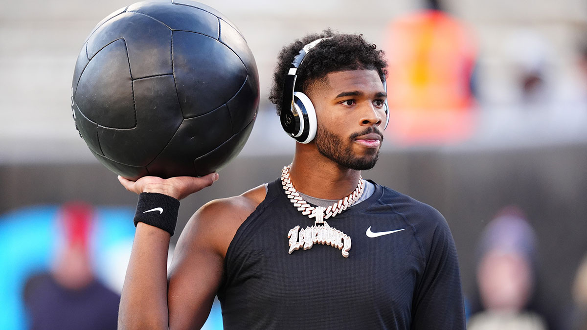 Nov 29, 2024; Boulder, Colorado, USA; Colorado Buffaloes quarterback Shedeur Sanders (2) before the game against the Oklahoma State Cowboys at Folsom Field.