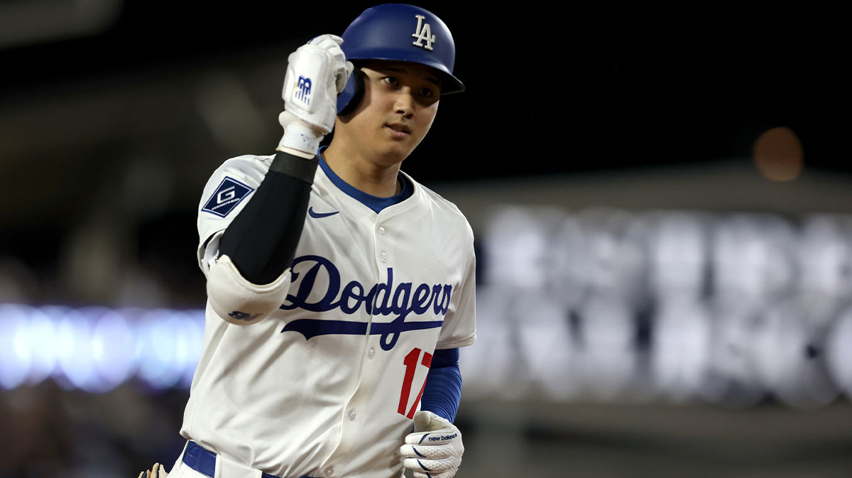 May 30, 2025; Los Angeles, California, USA; Los Angeles Dodgers designated hitter Shohei Ohtani (17) rounds the bases after hitting a home run during the sixth inning against the New York Yankees at Dodger Stadium. Mandatory Credit: Jason Parkhurst-Imagn Images