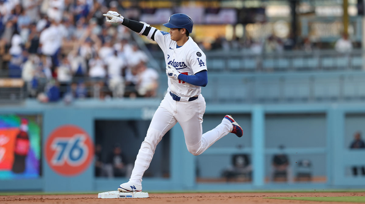 May 30, 2025; Los Angeles, California, USA; Los Angeles Dodgers two-way player Shohei Ohtani (17) rounds the bases after hitting a home run during the first inning against the New York Yankees at Dodger Stadium. 