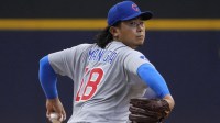 Chicago Cubs pitcher Shota Imanaga (18) delivers a pitch against the Milwaukee Brewers in the first inning at American Family Field.