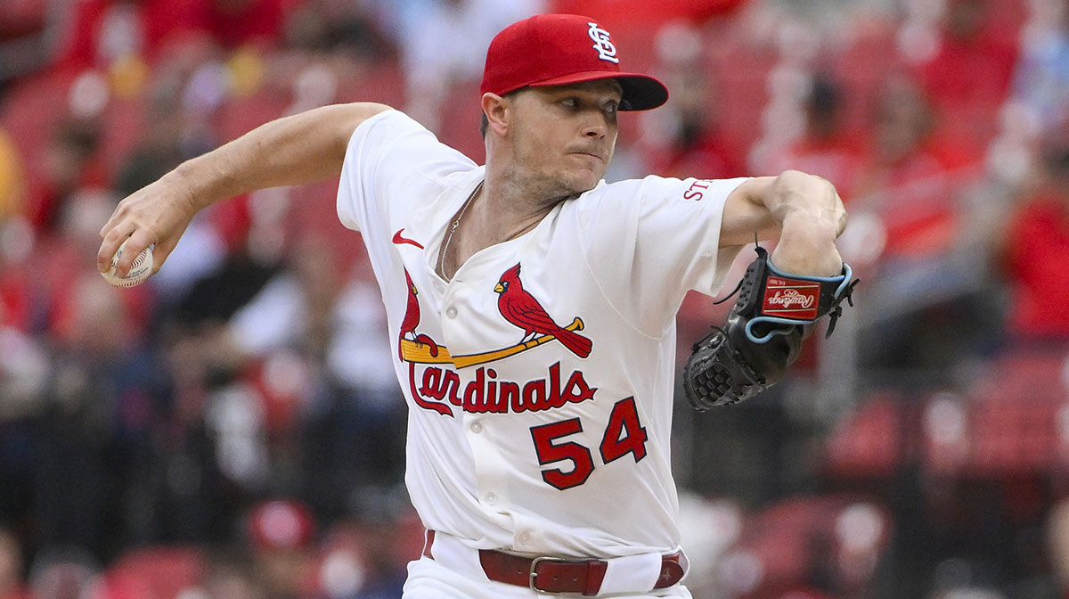 St. Louis Cardinals starting pitcher Sonny Gray (54) pitches against the Detroit Tigers during the first inning at Busch Stadium.