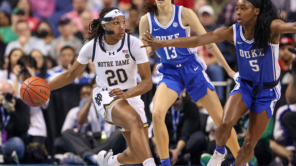 Notre Dame Fighting Irish forward Liatu King (20) moves the ball during the second quarter against Duke Blue Devils at First Horizon Coliseum.