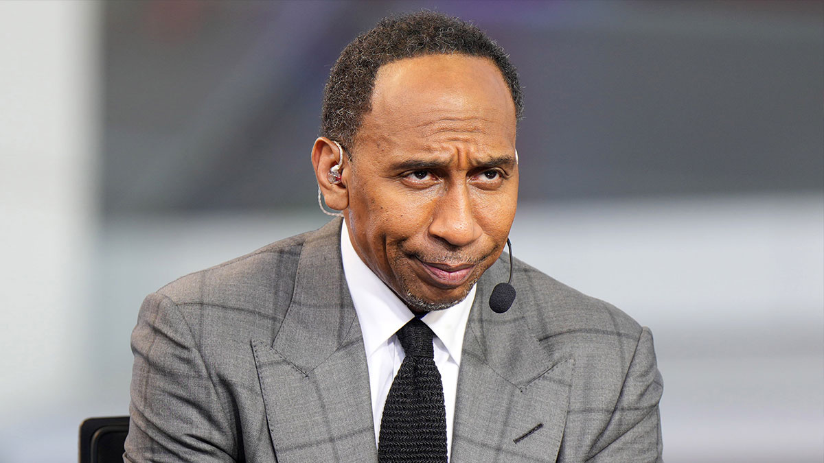 Stephen A. Smith (Stephen Smith) on the ESPN NBA Countdown live set at Intuit Dome.