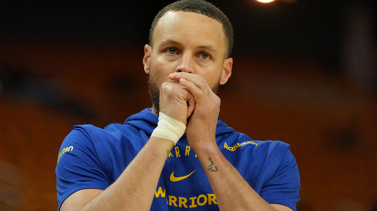 Golden State Warriors guard Stephen Curry (30) before game three of first round for the 2024 NBA Playoffs against the Houston Rockets at Chase Center.