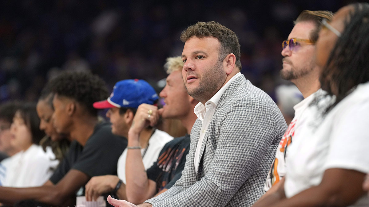 May 17, 2025; Phoenix, Arizona, USA; Phoenix Mercury and Phoenix Suns Chief Executive Officer Josh Bartelstein looks on during the first half of the game between the Phoenix Mercury and the Seattle Storm at Footprint Center. Mandatory Credit: Joe Camporeale-Imagn Images