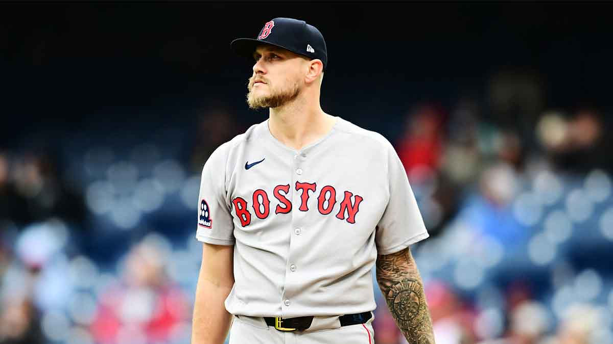 Boston Red Sox starting pitcher Tanner Houck (89) reacts after giving up his fourth run during the first inning against the Cleveland Guardians at Progressive Field.