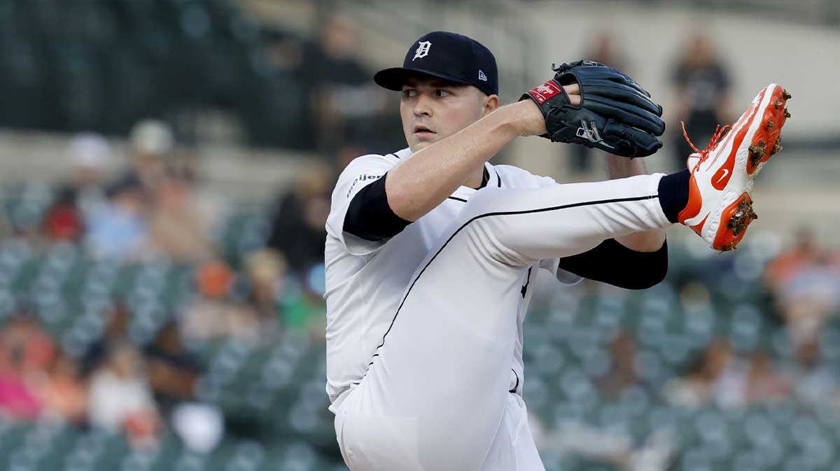 Detroit Tigers pitcher Tarik Skubal (29) pitches in the first inning against the Boston Red Sox at Comerica Park.