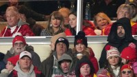 Taylor Swift and Caitlin Clark at Chiefs-Texans game in the Divisional Round of the NFL Playoffs on January 18, 2025.