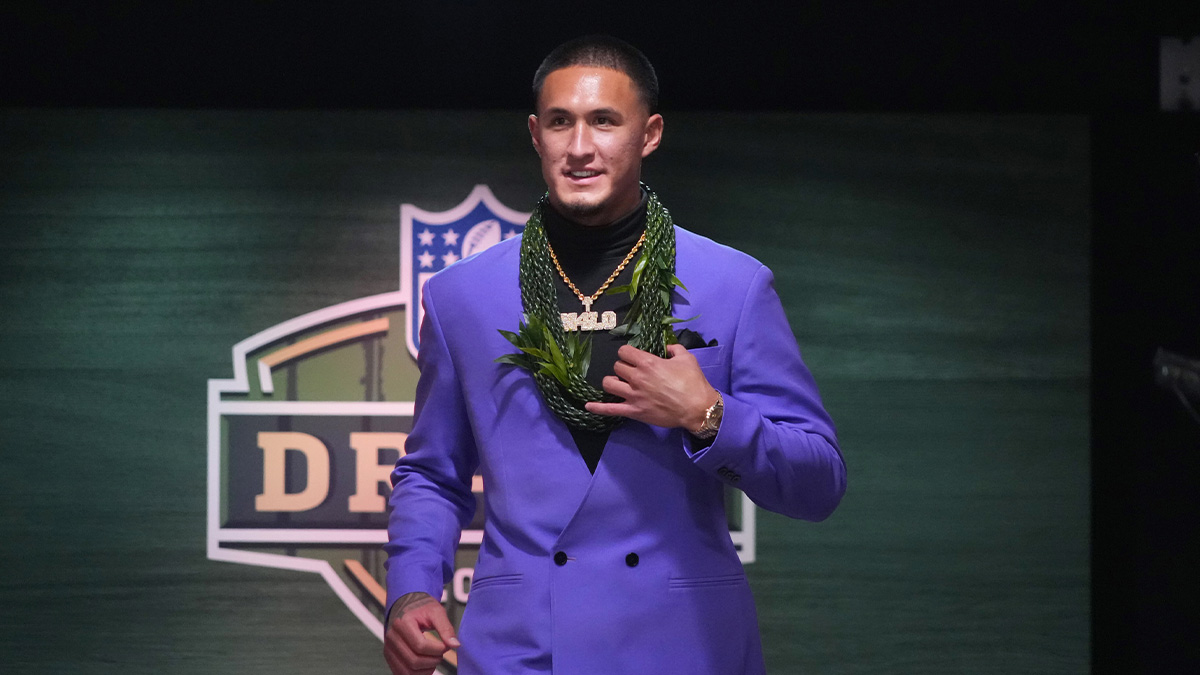 Arizona Wildcats wide receiver Tetairoa McMillan is selected by the Carolina Panthers as the number eight pick in the first round of the 2025 NFL Draft at Lambeau Field.