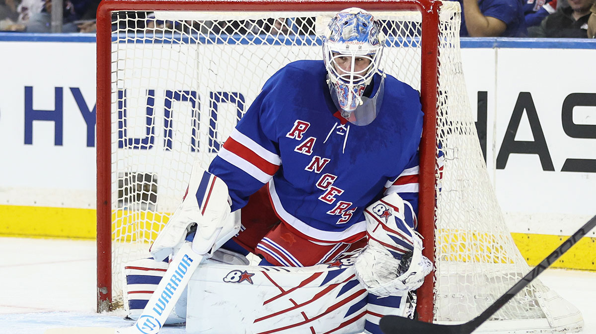 New York Rangers goaltender Igor Shesterkin (31) defends the net in the second period against the Tampa Bay Lightning at Madison Square Garden.