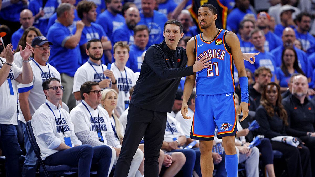 Thunder guard Aaron Wiggins (21) during the second quarter against the Minnesota Timberwolves in game five of the western conference finals for the 2025 NBA Playoffs at Paycom Center