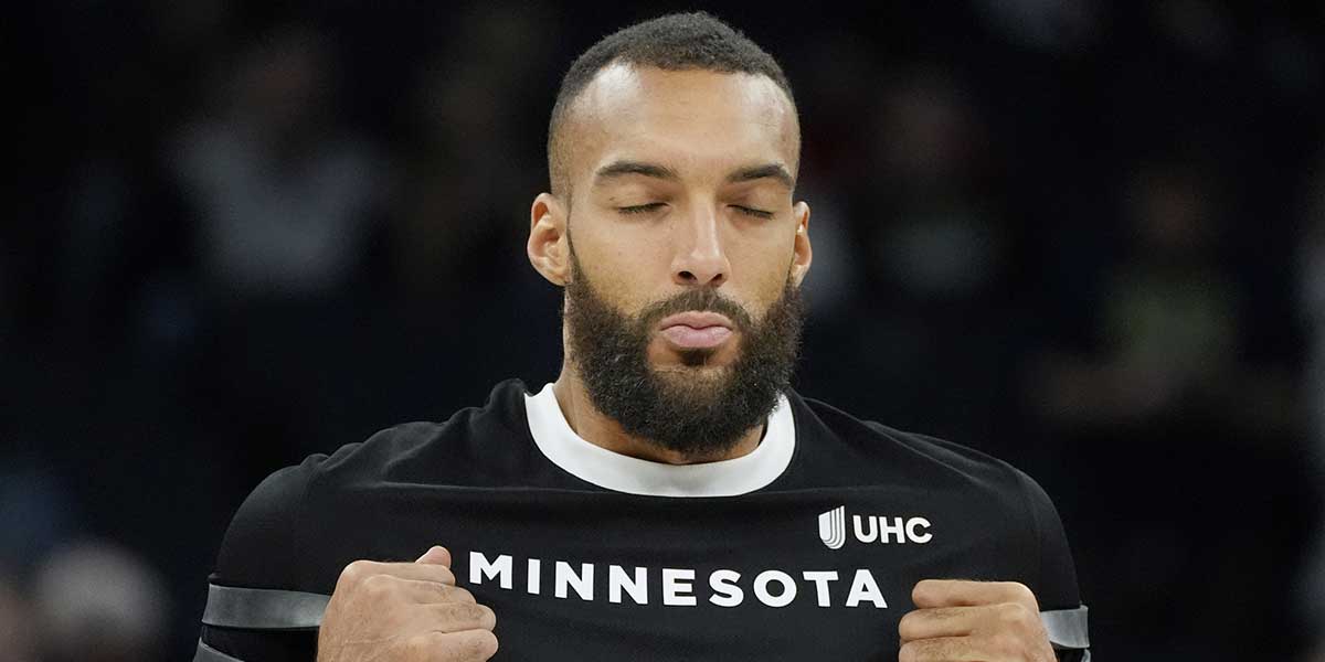 Minnesota Timberwolves center Rudy Gobert (27) prepares to play the Brooklyn Nets before the game at Target Center.