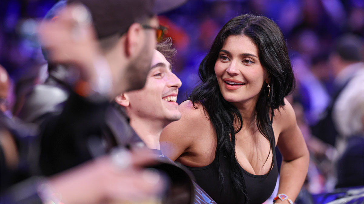 Timothée Chalamet and Kylie Jenner at New York Knicks-Boston Celtics Game 4 at Madison Square Garden on May 12, 2026.