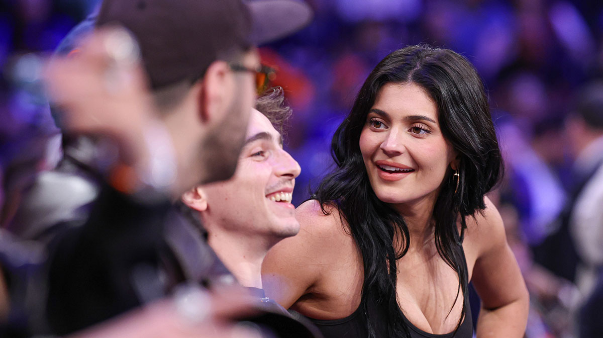 Timothée Chalamet, who met up with Amar'e Stoudemire, with Kylie Jenner at the Knicks' Game 4 win over the Celtics at Madison Square Garden.