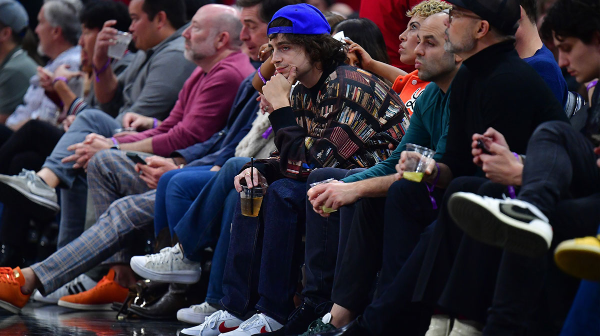 Timothée Chalamet, who Amar'e Stoudemire compared to fellow New York fan Spike Lee, at Knicks-Clippers game.