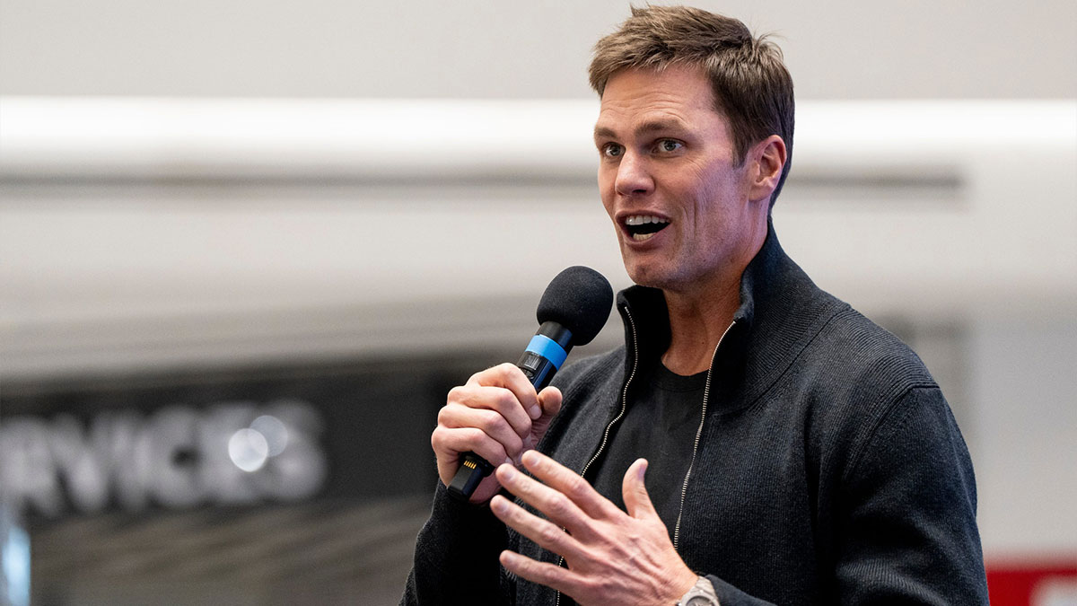 Tom Brady appears at American Dream for the grand opening of Card Vault by Tom Brady, a sports card and memorabilia retailer, East Rutherford, Friday, Apr. 11, 2025.