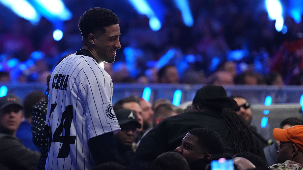 Tyrese Haliburton attends the Men’s Royal Rumble match during the WWE Royal Rumble.