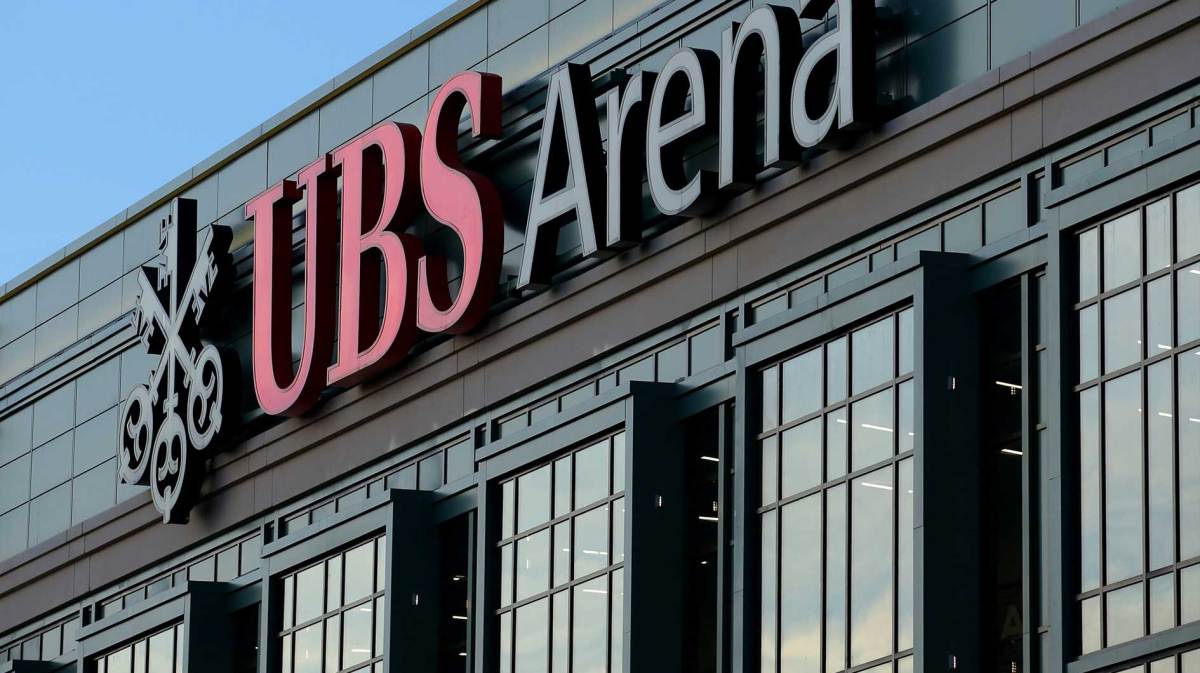 General view of the exterior of UBS Arena before the New York Islanders play the Calgary Flames in the first ever hockey game at UBS Arena.