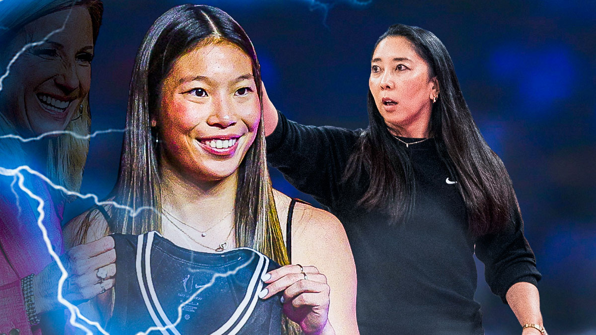 Valkyries' Kaitlyn Chen with a lightning aura around her with Natalie Nakase watching her.