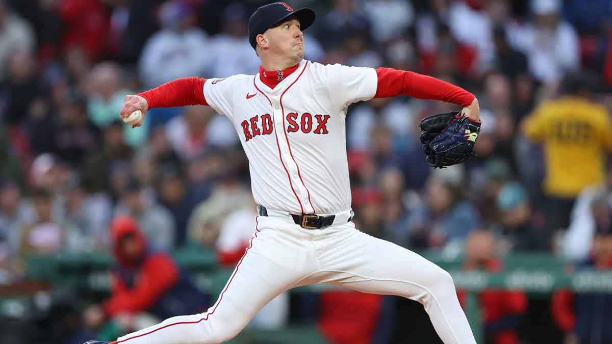 Boston Red Sox starting pitcher Walker Buehler (0) delivers a pitch during the second inning against the New York Mets at Fenway Park.