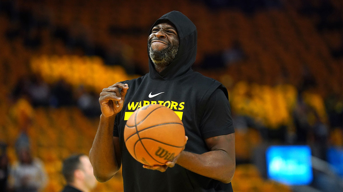 Warriors forward Draymond Green (23) holds onto the ball during warmups against the Minnesota Timberwolves during game four of the second round for the 2025 NBA Playoffs at Chase Center