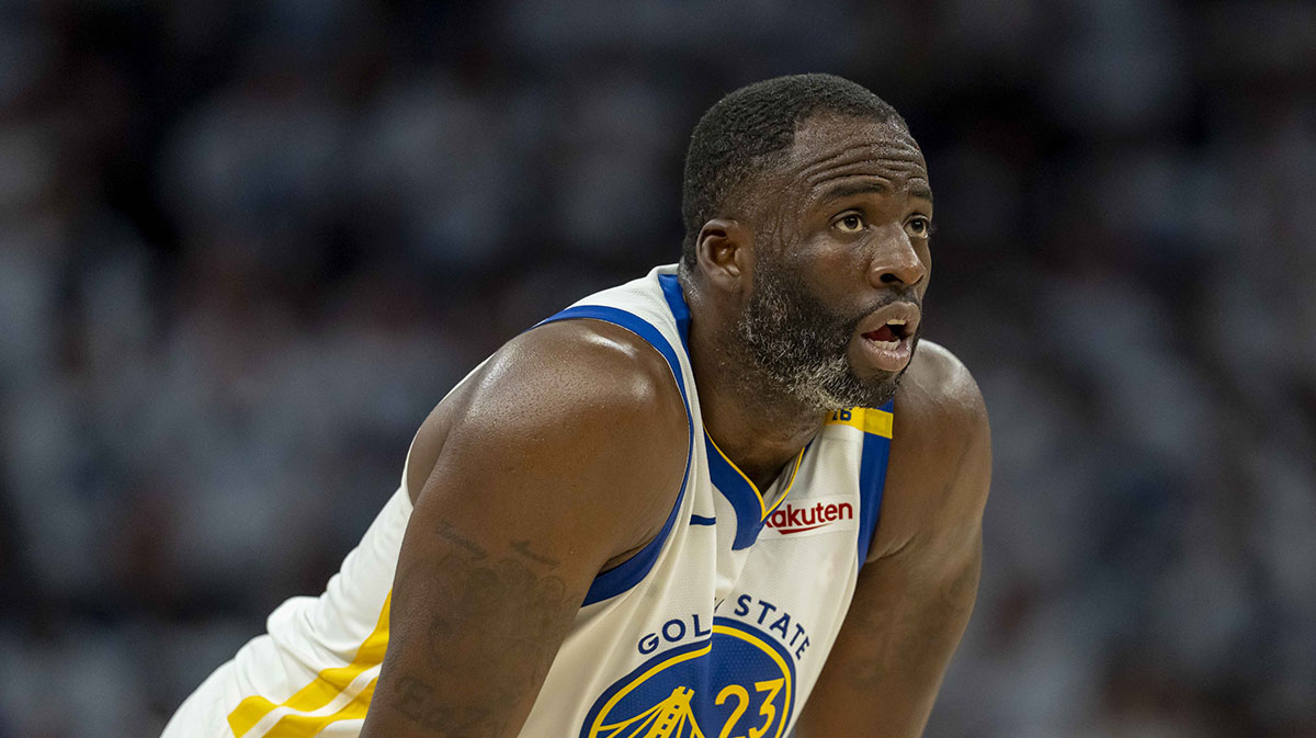 Golden State Warriors forward Draymond Green (23) looks on against the Minnesota Timberwolves in the second half during game two of the second round for the 2025 NBA Playoffs at Target Center.