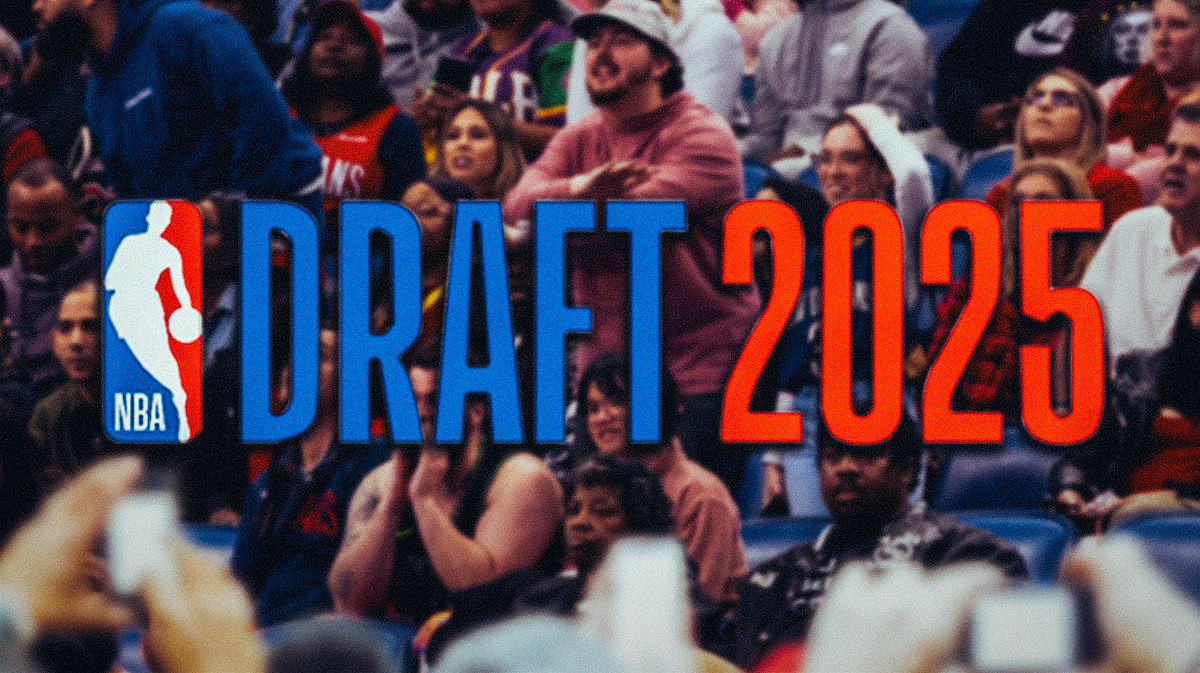 Fans behind 2025 NBA Draft logo