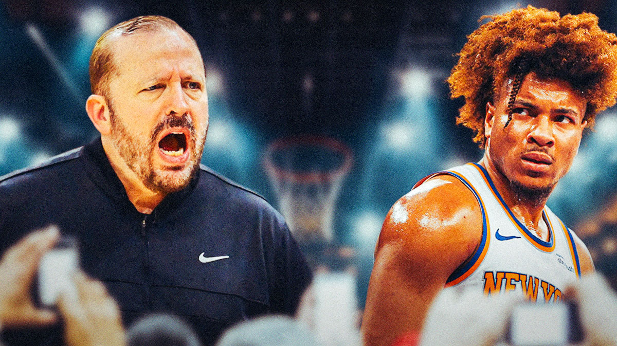 Miles McBride making a confused face with Thibodeau yelling him
