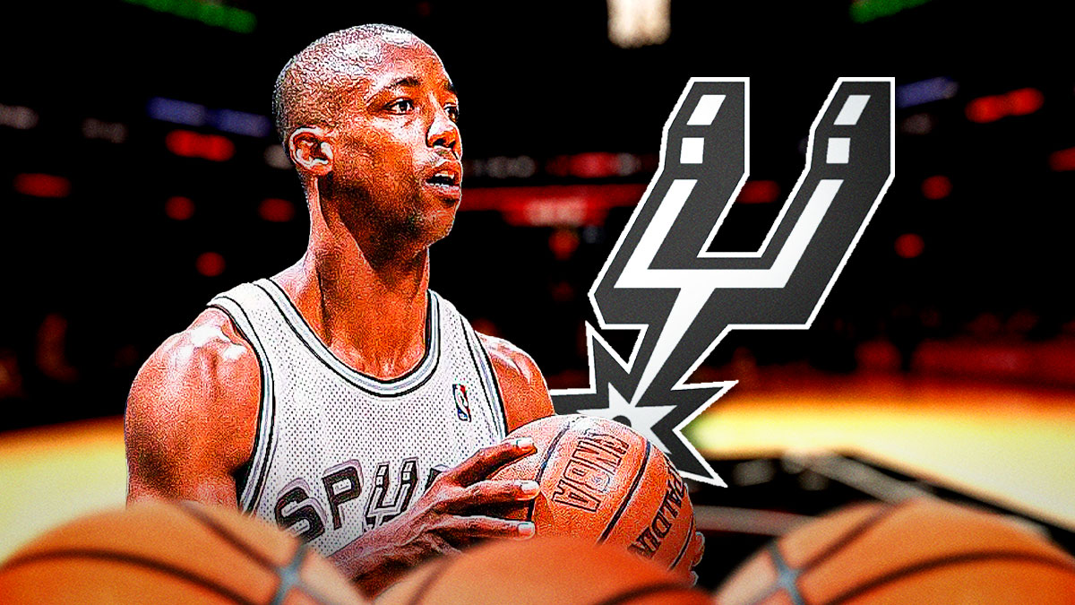 Sean Elliott's Memorial Day Miracle shot, Spurs logo in background