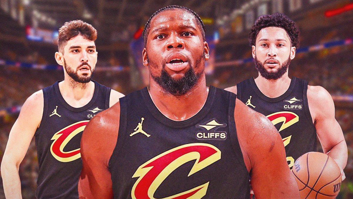 Ty Jerome, Guerschon Yabusele, and Ben Simmons in Cavs uniforms