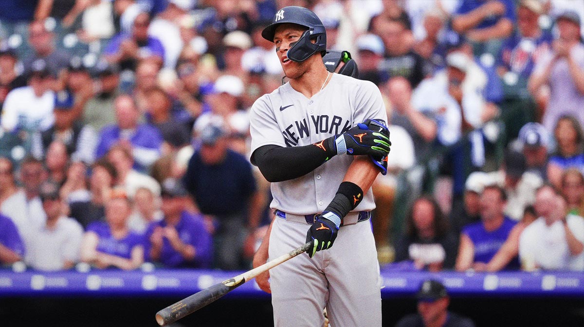 New York Yankees right fielder Aaron Judge (99) during the fifth inning against the Colorado Rockies at Coors Field.