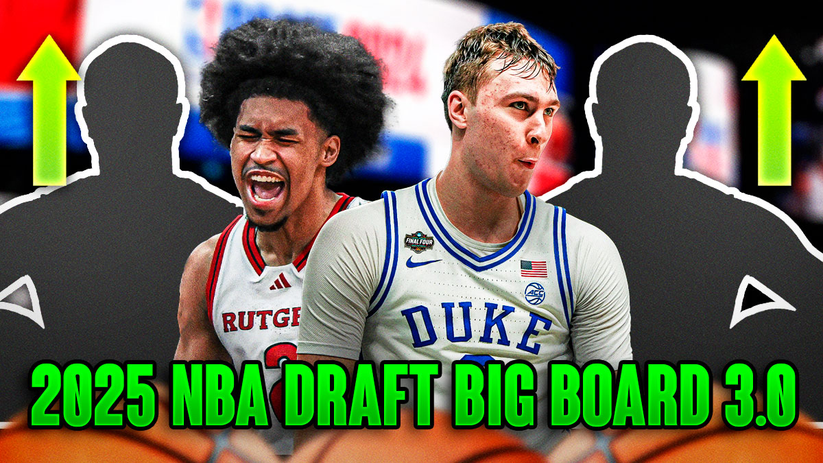 2025 NBA Draft Big Board 3.0 with Cooper Flagg, Dylan Harper and green arrows pointing up