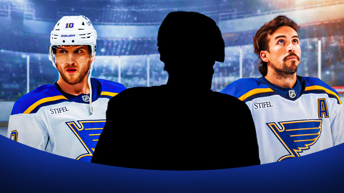 Brayden Schenn and Justin Faulk on the sides with a mystery player in the middle, blues, blues trade, nhl trade