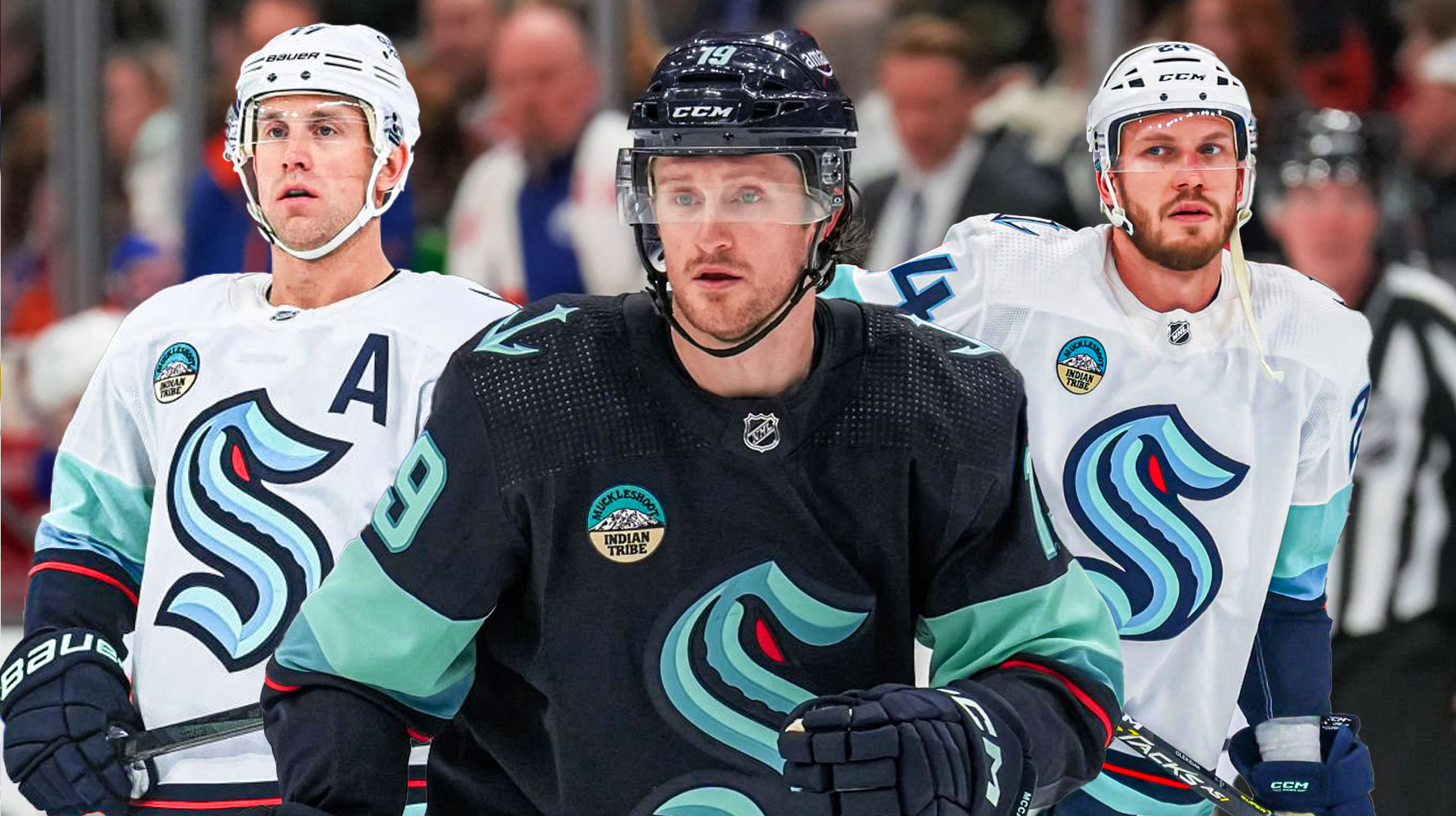 Jared McCann, Jaden Schwartz, and Jamie Oleksiak