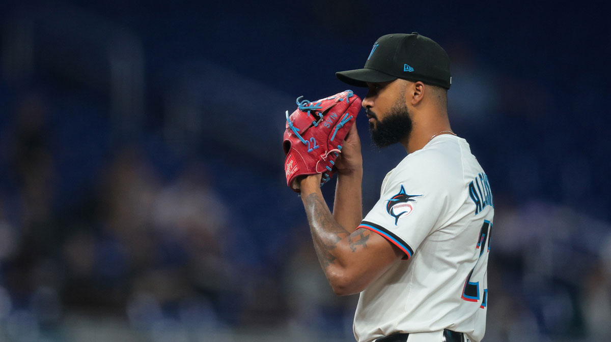 Miami Marlins starting pitcher Sandy Alcantara (22) pitches against the Colorado Rockies during the sixth inning at loanDepot Park. MLB trade deadline