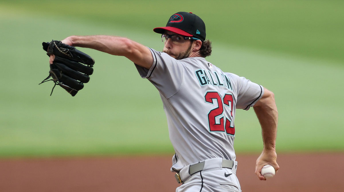 Arizona Diamondbacks starting pitcher Zac Gallen (23) throws against the Atlanta Braves in the first inning at Truist Park. MLB trade deadline