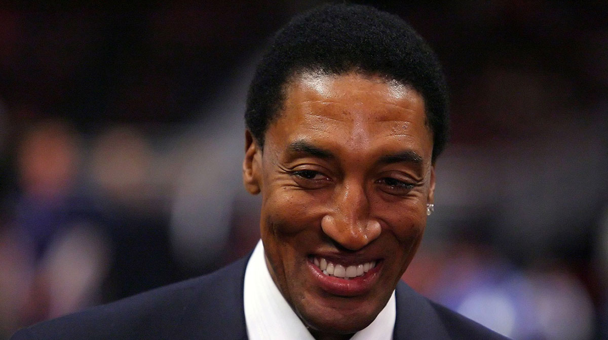 Chicago Bulls former player Scottie Pippen prior to the first half against the Dallas Mavericks at the United Center.