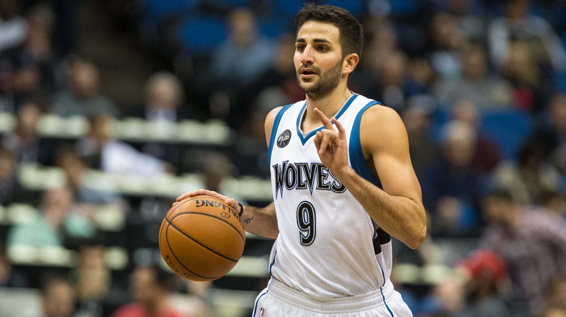 Minnesota Timberwolves guard Ricky Rubio (9) against the Orlando Magic at Target Center. The Magic defeated the Timberwolves 96-93.