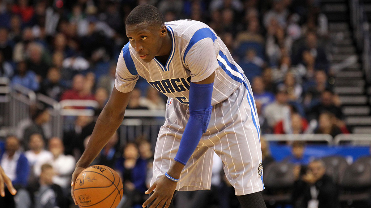 Orlando Magic guard Victor Oladipo (5) dribbles the ball against the Houston Rockets during the second half at Amway Center. Orlando Magic defeated the Houston Rockets 120-113.