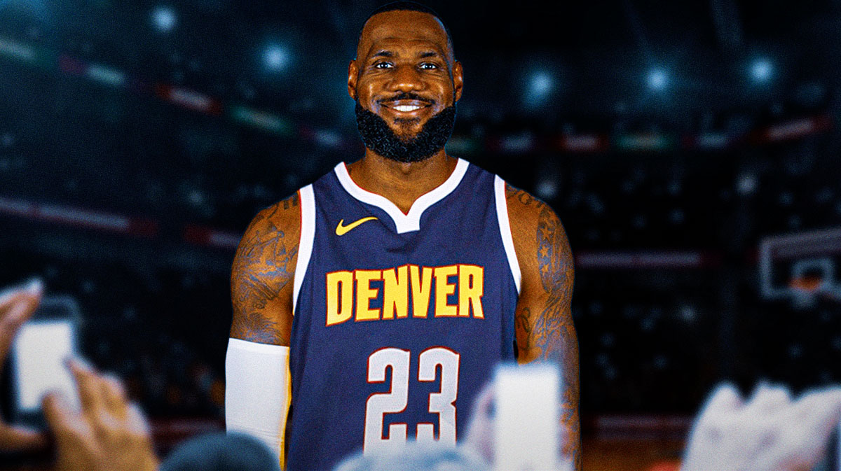LeBron James number 23 photoshopped in Nuggets jersey