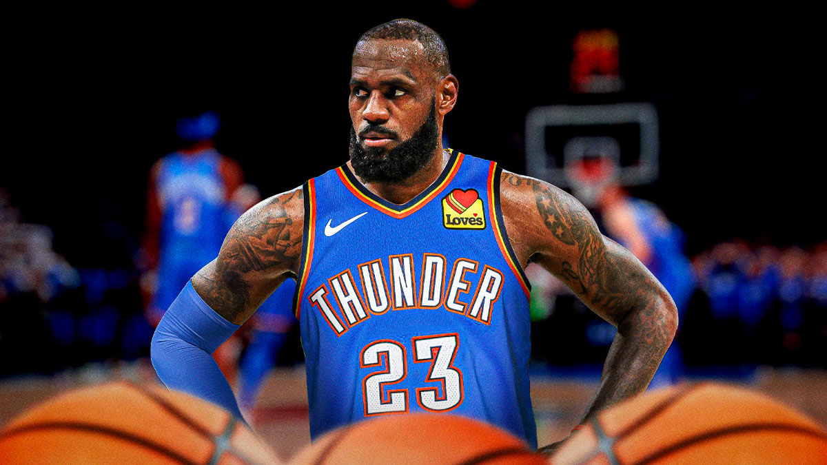 LeBron James photoshopped in Thunder jersey (number 23)