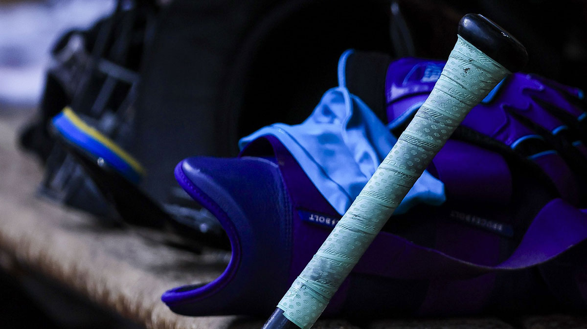 A detail view of a bat in the Arizona Diamondbacks dugout in the first inning in the game against the Cincinnati Reds at Great American Ball Park.